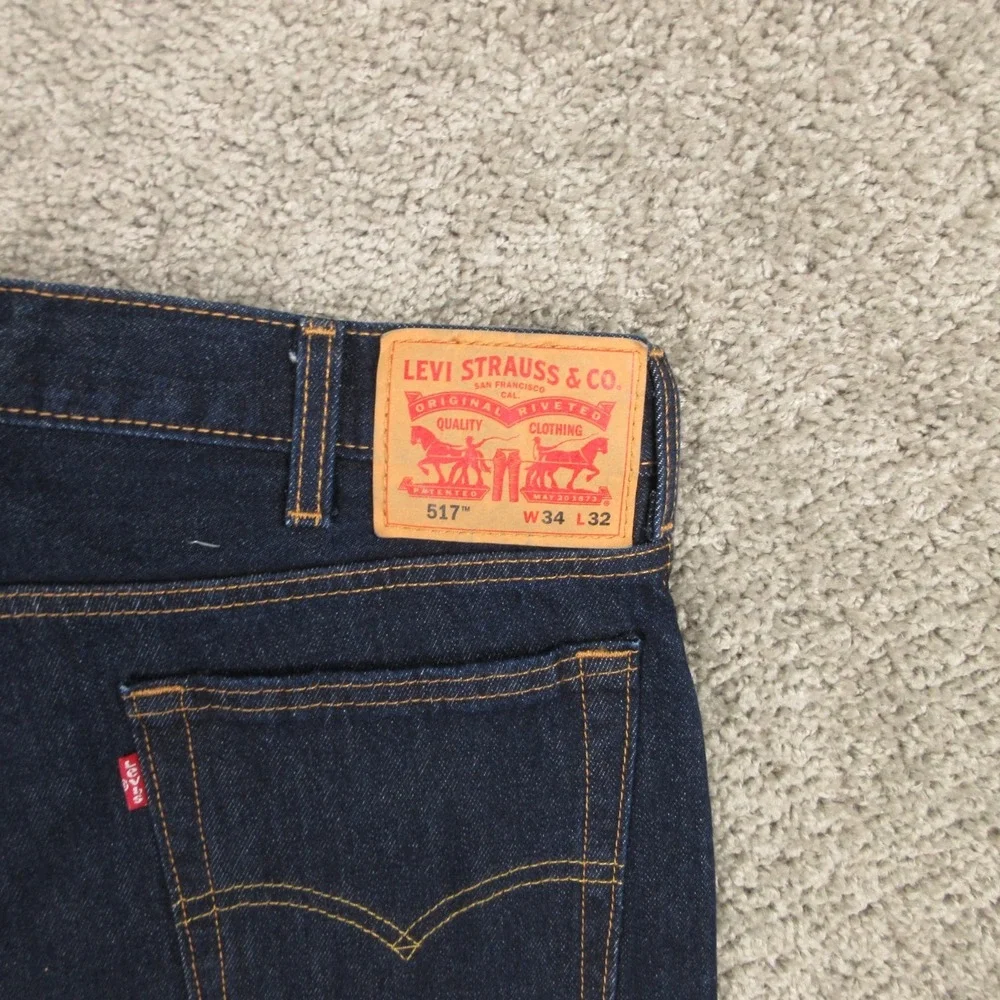 Levis Jeans Mens 34x32 Blue 517 Slim Bootcut Western Cowboy Rodeo Denim Pants